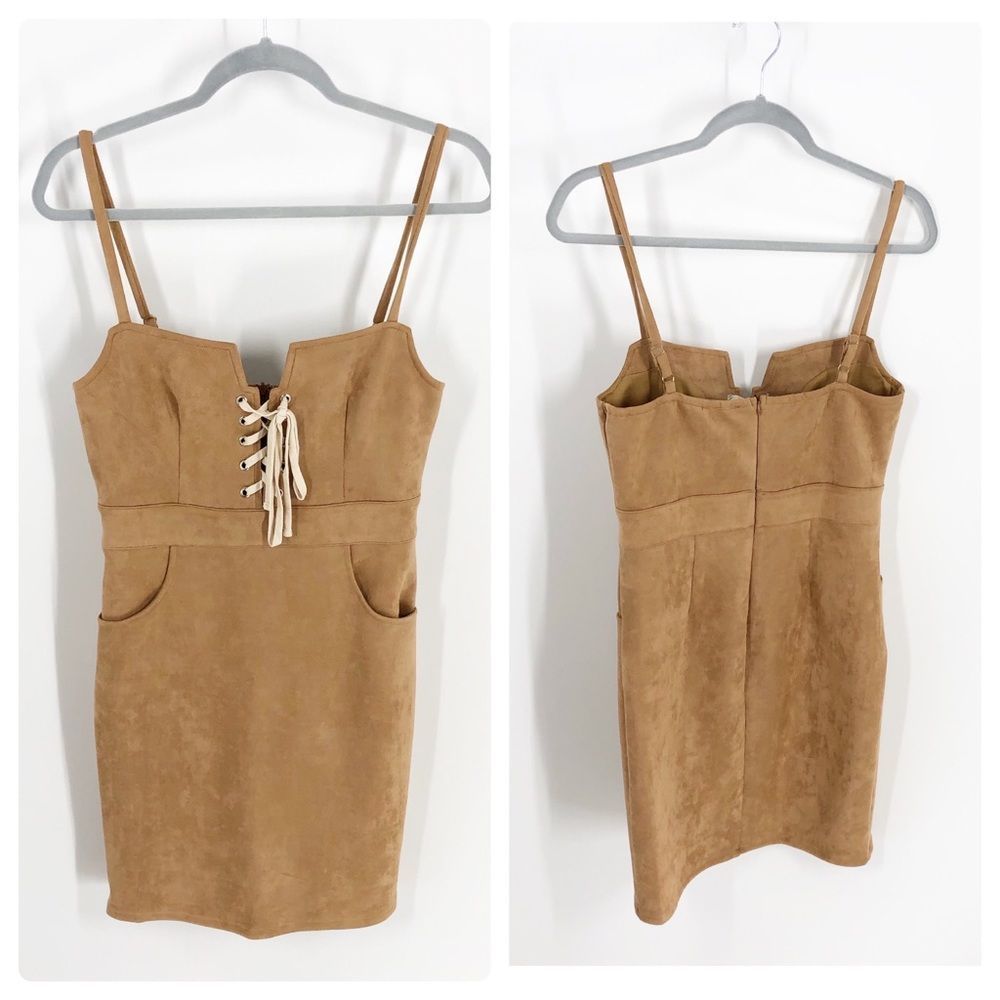 Salty Suede Lace Up Mini Dress Sz L